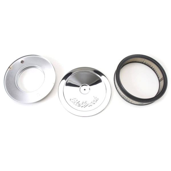 Edelbrock Pro-Flo Chrome 10" Round Air Cleaner with 2" Paper Element (DEEP FLANGE)