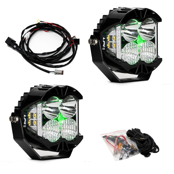 Baja Designs Paire de phares auxiliaires DEL LP4 Pro (faisceau : conduite/combiné; couleur : transparent; rétroéclairage : vert)