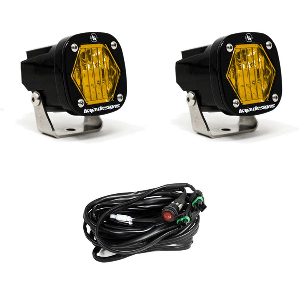 Baja Designs S1 Black LED Light Pod Pair (Wide Cornering; Baja Amber) (BAJ387815)