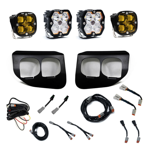 Baja Designs 2020-2022 Ford Super Duty, Dual Fog Pocket Kit, Squadron 2.0 SAE/Sport, Amber/Clear, SAE Fog