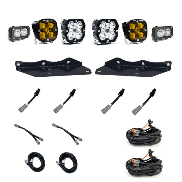 Baja Designs Ford, Raptor (17-20), Squadron 2.0 Sport Spot Clear, Squadron 1.0 SAE Amber, S2 Sport W/C Clear, Fog Pocket Ki