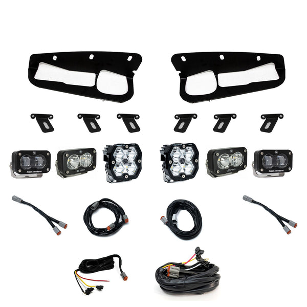 Baja Designs Ford, Bronco (21-26) S2 SAE Clear, S2 Pro D/C Clear, Squadron 2.0 Pro Spot Clear, FPK Steel Bumper w/ upfitter