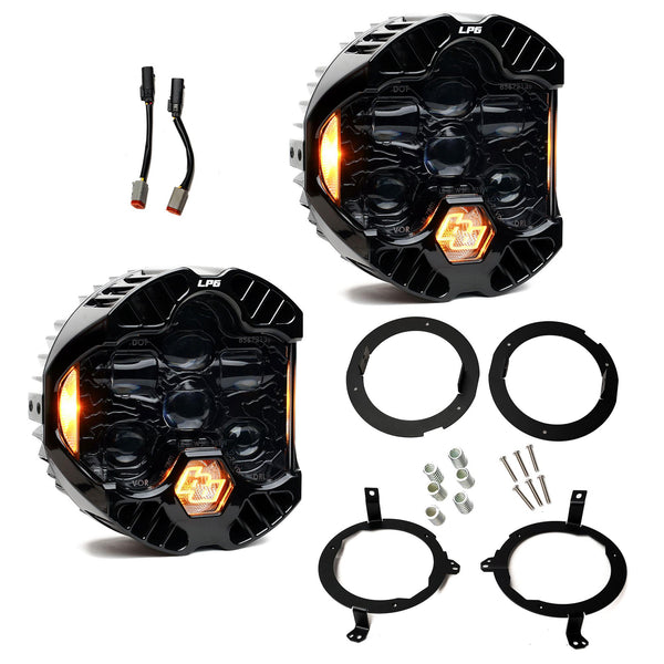Baja Designs 2019+ Wrangler/2020+ Gladiator DOT Lp6 Headlight Kit Amber DRL