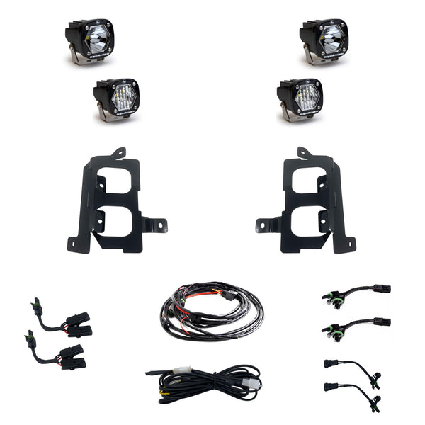 Baja Designs S1 Dual Fog Pocket Kit - 2020-2022 Sierra 2500HD/3500HD (Wide Cornering/Spot, Clear/Clear)