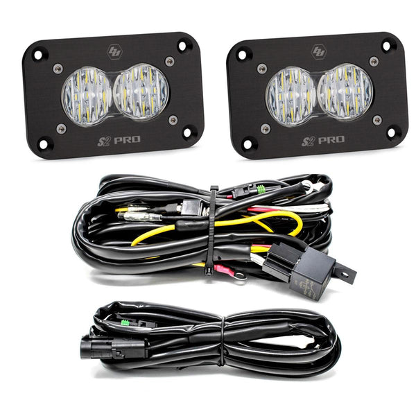 Baja Designs S2 Pro Black Flush Mount LED Light Pod (Wide Cornering - Clear)