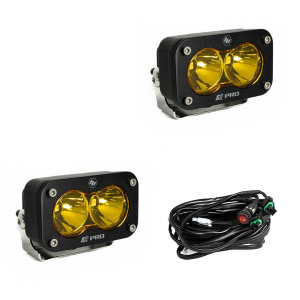 Baja Designs S2 Pro Black LED Light Pod Pair (Spot; Baja Amber)