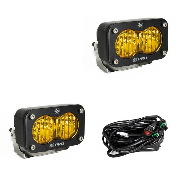 Baja Designs S2 Pro Black LED Light Pod Pair (Wide Cornering; Baja Amber)
