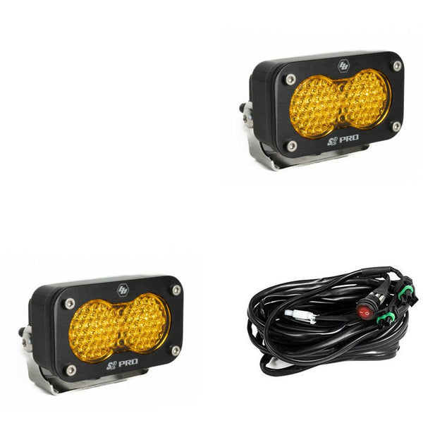 Baja Designs S2 Pro Black LED Light Pod Pair (Work/Scene; Baja Amber)