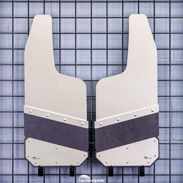 Air Hawk Angled Cut Rear 14" Mud Flaps with Stainless - Long Top