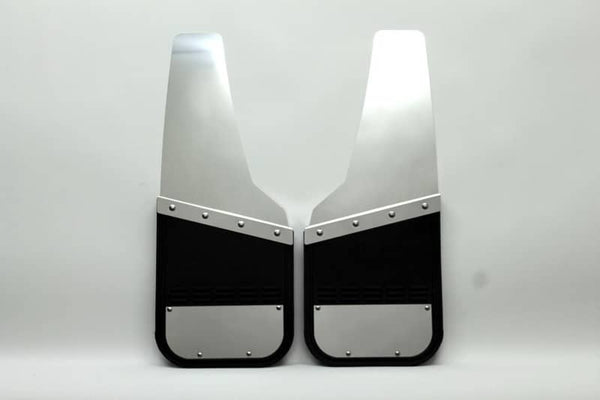 Air Hawk Sidewinder 12" Wide Stainless Universal Rear Kickback Mud Flaps with 1.5" Kickback