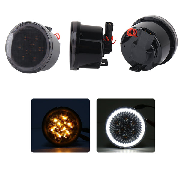 Race Sport Turn Signal Amber LED Light Kit with White DRL HALO fits 06-17 JEEP Wrangler JK Race Sport Lighting