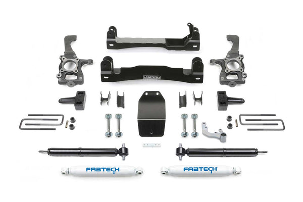 Fabtech Basic Lift System with Shocks, 4" Lift — 4WD, Rear Performance Shocks — 2015-2020 Ford F-150 (K2193)