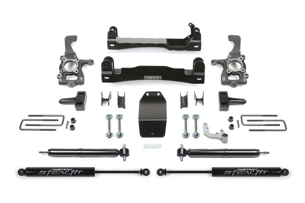 Fabtech Basic Lift System with Shocks, 4" Lift — 4WD, Rear Stealth Monotube Shocks — 2015-2020 Ford F-150 (K2193M)