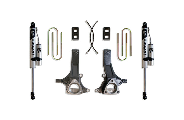 MaxTrac Ensemble de rehaussement 4.5 po (amortisseurs Vulcan à réservoir) — revêtement en poudre gris — 2002-2008 Dodge Ram 1500 (K882145VR)