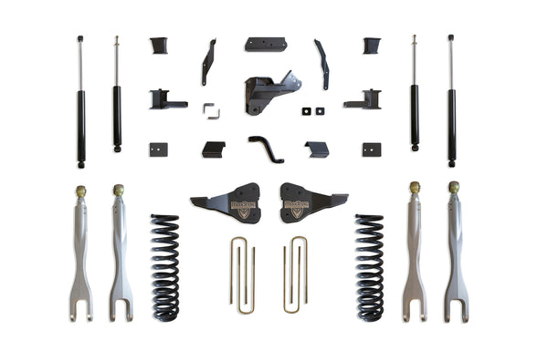 MaxTrac Ensemble de rehaussement 4 po avec 4 bras de liaison (amortisseurs Max Trac) — revêtement en poudre gris — 2020-2022 Ford F-250 / F-350 Super Duty (K943341L)