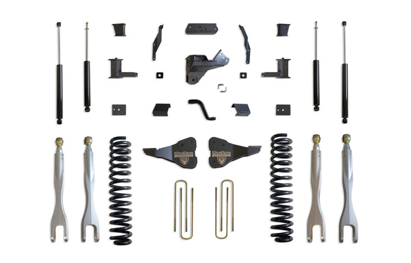 MaxTrac Ensemble de rehaussement 8 po avec 4 bras de liaison (amortisseurs Max Trac) — revêtement en poudre gris — 2020-2022 Ford F-250 / F-350 Super Duty (K943385L)