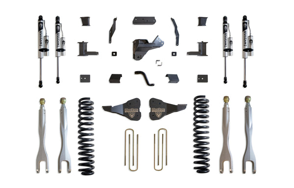 MaxTrac Ensemble de rehaussement 8 po avec 4 bras de liaison (amortisseurs Vulcan à réservoir) — revêtement en poudre gris — 2020-2022 Ford F-250 / F-350 Super Duty (K943385VRL)