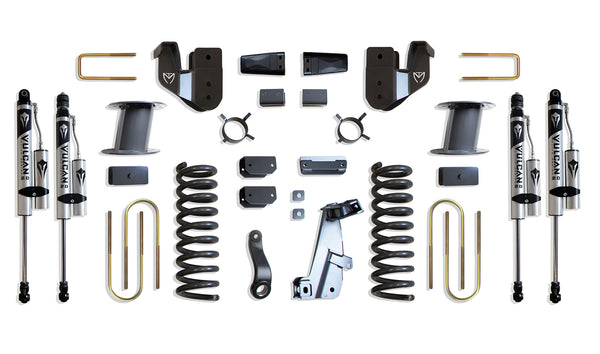 MaxTrac Ensemble de rehaussement 8 po (amortisseurs Vulcan à réservoir) (suspension pneumatique arrière d'origine) — revêtement en poudre gris — 2013-2018 Ram 3500 (K947385VRA)
