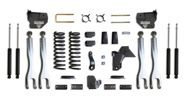 MaxTrac Ensemble de rehaussement 4 po avec 4 bras de liaison (amortisseurs Max Trac) (suspension pneumatique arrière d'origine) — revêtement en poudre gris — 2019-2026 Ram 2500 (K947441LA)