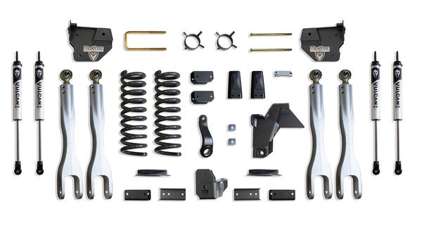 MaxTrac Ensemble de rehaussement 4 po avec 4 bras de liaison (amortisseurs Vulcan) (suspension pneumatique arrière d'origine) — revêtement en poudre gris — 2019-2026 Ram 2500 (K947441VLA)