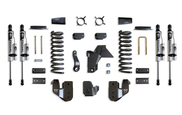 MaxTrac Ensemble de rehaussement 4 po (amortisseurs Vulcan à réservoir) (suspension pneumatique arrière d'origine) — revêtement en poudre gris — 2019-2026 Ram 2500 (K947441VRA)