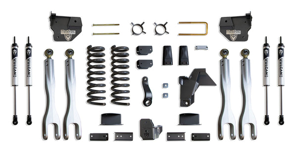 MaxTrac Ensemble de rehaussement 6 po avec 4 bras de liaison (amortisseurs Vulcan) (suspension pneumatique arrière d'origine) — revêtement en poudre gris — 2019-2024 Ram 2500 (K947463VLA)