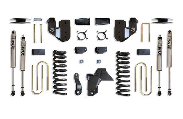 MaxTrac Ensemble de rehaussement 4 po (amortisseurs FOX) (suspension pneumatique arrière d'origine) — revêtement en poudre gris — 2019-2024 Ram 3500 (K947541FA)