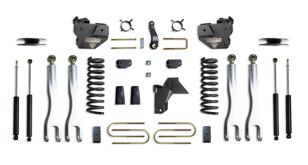 MaxTrac Ensemble de rehaussement 4 po avec 4 bras de liaison (amortisseurs Max Trac) (suspension pneumatique arrière d'origine) — revêtement en poudre gris — 2019-2024 Ram 3500 (K947541LA)