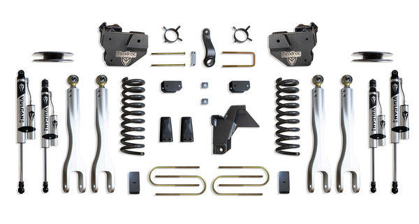 MaxTrac 4" Lift Kit with 4-Links (Vulcan Reservoir Shocks) (Factory Rear Air Ride) — Grey Powdercoat — 2019-2024 Ram 3500 (K947541VRLA)