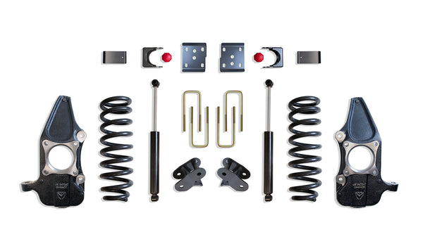MaxTrac Ensemble d'abaissement 3 po/5 po — revêtement en poudre gris — 4 portes, roues de 22 po requises — 2015-2020 Ford F-150 (KC333235-48)