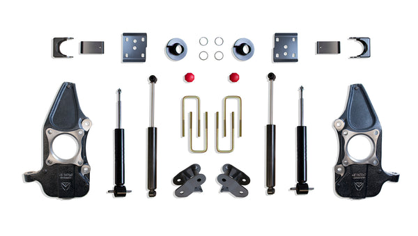 MaxTrac Ensemble d'abaissement 3 po/5 po — revêtement en poudre gris — 4WD, roues de 22 po requises — 2015-2020 Ford F-150 (KC333235S-4)