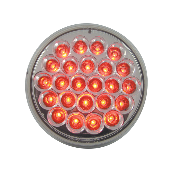 Uni-Bond Lighting LED 4" Round Stt Clear Lens Lamp Red 24Diodes