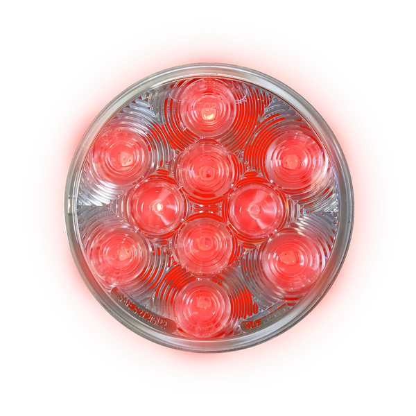 Uni-Bond Lighting Feu arrêt/arrière/clignotant DEL rond 4 po à lentille transparente rouge 10 diodes