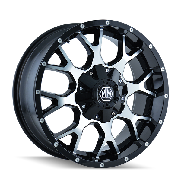 Mayhem Warrior 8015 Gloss Black Machined 18X9 8-180 18MM 124.1MM 8015-8978B18