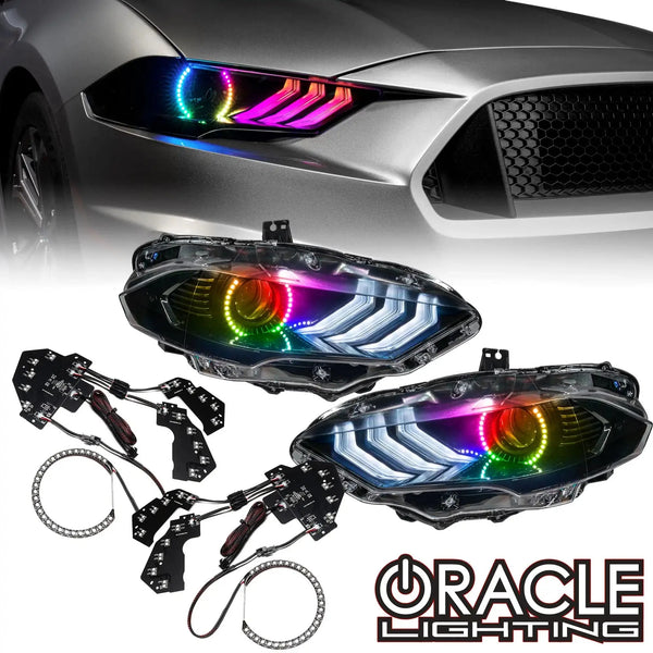 Oracle 18-21 Ford Mustang Dynamic DRL w/ Halo Kit & Sequential Turn Signal - ColorSHIFT