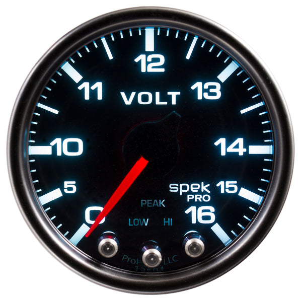 AutoMeter Gauge, Voltmeter, 2 1/16", 16V, Stepper Motor W/Peak & Warn, Blk/Smoke/Blk, Spek