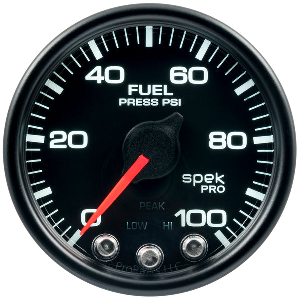 AutoMeter 2-1/16" Fuel Pressure, 0-100 PSI, Spek-Pro, Black/Black, ECU (P51432)