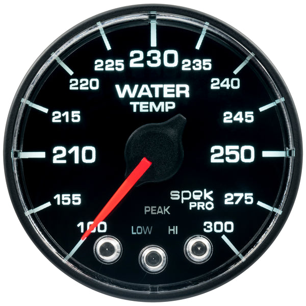 AutoMeter 2-1/16" Water Temperature, 100-300 F, Spek-Pro, Black/Black, ECU (P546328-N2)