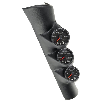 AutoMeter Diesel Gauge Kit, A-Pillr, Ram 98-02, Bst/EGT/Trans, 60PSI/2K°F/300°F, Blk, Spek