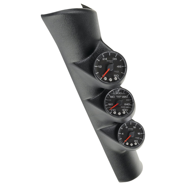 AutoMeter Diesel Gauge Kit, A-Pillr, Ram 98-02, Bst/EGT/Trans, 60PSI/2K°F/300°F, Blk, Spek