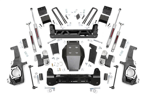 Rough Country Ensemble de rehaussement 5 po avec amortisseurs N3 Premium - 20-26 Silverado/Sierra HD sans ressorts de surcharge (sauf AT4X/ZR2)