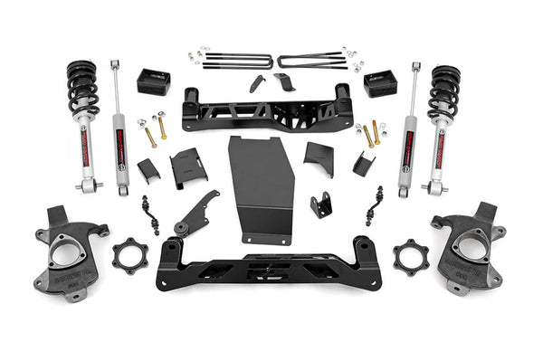 Rough Country Ensemble de rehaussement 5 po avec jambes de force N3 et amortisseurs arrière N3 | 14-18 Silverado / Sierra 1500 avec acier moulé