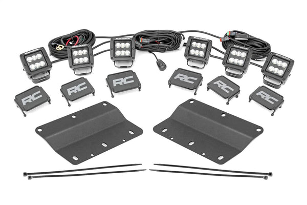 Rough Country LED Light Kit | Fog Mount | Triple 2" Black Pair | Spot | Ford Bronco (21-25)