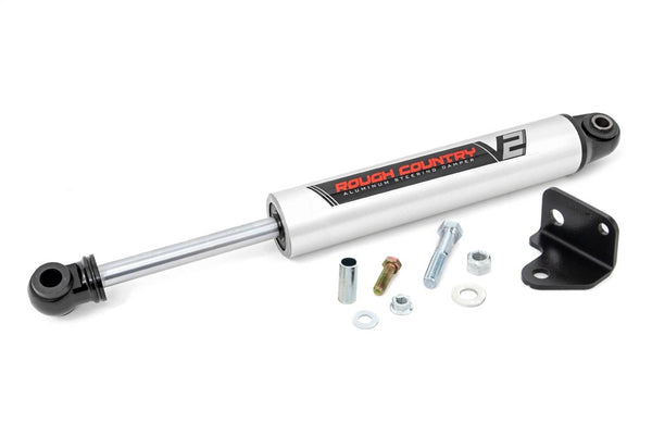 Rough Country V2 Steering Stabilizer - 07-18 Wrangler JK - Relocation Bracket