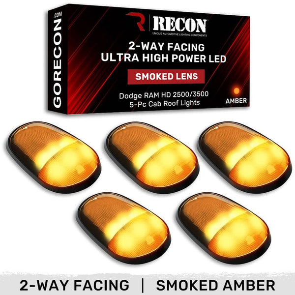 Recon 5 Piece Smoked Cab Light Set with Amber Leds - 03-18 Ram 2500/3500