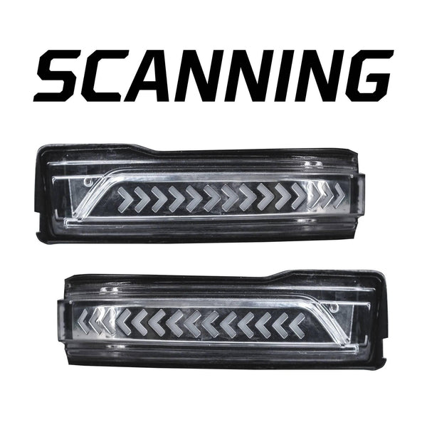 Recon Clear LED Side Mirror Lenses W/ White Scanning LED Turn Signals - 19-26 Ram 1500 / 19-26 2500/3500