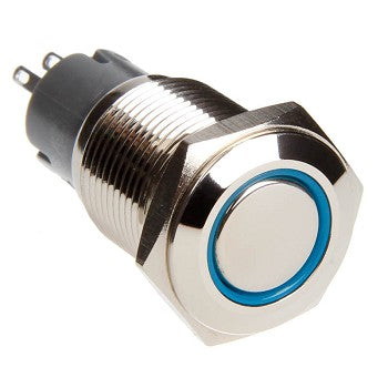 Race Sport 16mm LED 2-Position On/Off Switch (Blue) - Chrome Finish