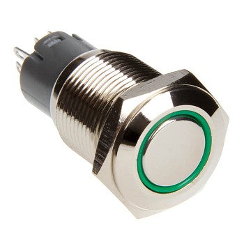 Race Sport 16mm LED 2-Position On/Off Switch (Green) - Chrome Finish