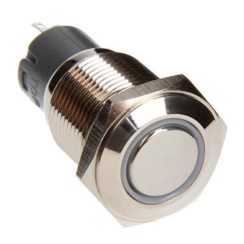 Race Sport 16mm LED 2-Position On/Off Switch (White) - Chrome Finish