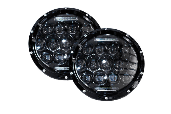 Race Sport Ensemble de conversion à projecteur DEL 7 po à face noircie 13x5W - prêt à brancher H4 H/L, vendu par paire